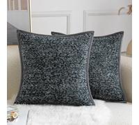YAERTUN Pack of 2 Tie-dye Chenille Textured Cushion Covers Decorative Square Accent Throw Pillow case Cozy Soft Velvet Pillow Covers for Couch Sofa Bedroom Living Room 16x16 Inch 40x40cm Grey