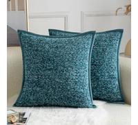 YAERTUN Pack of 2 Tie-dye Chenille Textured Cushion Covers Decorative Square Accent Throw Pillow case Cozy Soft Velvet Pillow Covers for Couch Sofa Bedroom Living Room 24x24 Inch 60x60cm Blue
