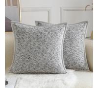 YAERTUN Pack of 2 Tie-dye Chenille Textured Cushion Covers Decorative Square Accent Throw Pillow case Cozy Soft Velvet Pillow Covers for Couch Sofa Bedroom Living Room 16x16 Inch 40x40cm Light Grey