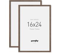 Yaetm 16x24 Frame - Brown Walnut, Solid Wood 16x24 Poster Frame for Picture & Art Print, Lightweight, Horizontal and Vertical Wall Hanging for Photo Gallery (2 Pack, Walnut)
