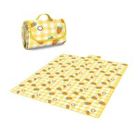 YAFALA Picnic Blanket Waterproof Outdoor Extra Large Beach Camping Blanket, Portable Foldable Oxford Cloth Waterproof Picnic Mat for Grass, Beach, Camping, Family Picnic (Yellow, 200 * 200 cm)