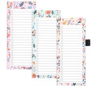 Yafe 3 Pack Magnetic Shopping List Pad for Fridge, 150 Tear Off Sheets 21.4 x 8.8cm Magnet Notepad Grocery List Flowers Theme Magnetic Notepads