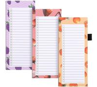 Yafe 3 Pack Magnetic Shopping List Pad for Fridge, 150 Tear Off Sheets 21.4 x 8.8cm Magnet Notepad Grocery List Fruit Theme Magnetic Notepads for To Do Lists, Shopping, Locker, Filing Cabinet