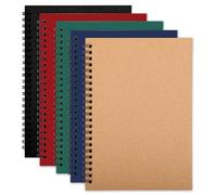 Yafe 5 Packs Spiral Notebook A5, 120 Pages 60 Sheets Kraft Cover Wirebound Notebooks Bulk Journals, 8.3 * 5.5 inch Lined Notebook for Business Office School Travel
