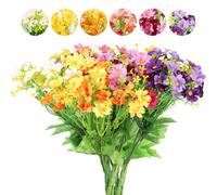 Yafe 6 Bundles Artificial Flowers, 6 Colors UV Resistant-Daisy Silk Artificial Fake Flowers, Plastic Flowers for Indoor Vase or Outside Hanging Planter Home Garden Decorating
