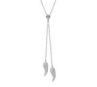 YAFEINI 925 Sterling Silver Heart Necklaces for Women,Zirconia Guardian Angel Wing Tassel Pendant Necklace Chain Jewellery Gifts For Women Girls Mum Daughter