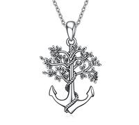 YAFEINI Anchor Necklaces Tree of Life Pendant Necklace 925 Sterling Silver Chain Vintage Jewellery Gifts For Women Girls Mum Mother Daughter (Tree of life)