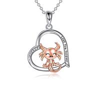 YAFEINI Animal Necklace Gifts Sterling Silver Red Panda/Axolotl/Panda/Llama Pendant Necklaces Cute Animal Jewellery for Women Girls Christmas Gifts