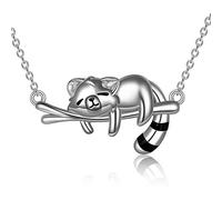 YAFEINI Animal Necklace Gifts Sterling Silver Red Panda/Axolotl/Panda/Llama Pendant Necklaces Cute Animal Jewellery for Women Girls Christmas Gifts