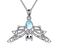 YAFEINI Bat Necklace Set Sterling Sliver Gothic Moonstone Pendant Necklace Cute Animal Jewellery Vampire Gifts for Women Men Girls