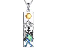 YAFEINI Big Foot Sasquatch Gifts Sterling Silver Mountain Necklace Bigfoot Mountain Jewellery Sasquatch Gifts for Hikers