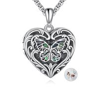 YAFEINI Butterfly Locket Necklace That Holds 2 Picture Sterling Silver Heart Picture Locket Necklace to Keep Someone Near to You