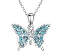 YAFEINI Butterfly Necklace for Women 925 Sterling Silver Celtic Knot Turquoise Pendant Talisman Spiritual Jewelry Gift for Her