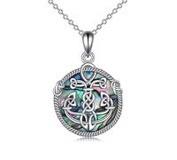 YAFEINI Celtic Anchor Necklace Sterling Silver Nautical Anchor Pendant Sailor Necklace Abalone Shell Jewellery for Men Women