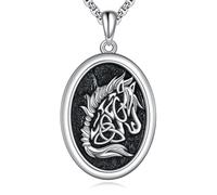 YAFEINI Celtic Horse Necklace 925 Sterling Silver Viking Nordic Celtic Knot Pendant Horse Jewellery Gift for Men Boys Women