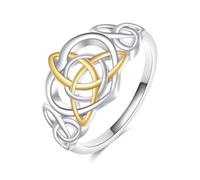 YAFEINI Celtic Knot Ring 925 Sterling Silver Irish Wedding Promise Engagement Heart Rings Norse Viking Jewellery for Women