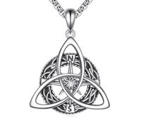 YAFEINI Compass Necklace 925 Sterling Silver Celtic Knot Pendant Graduation Travel Viking Inspirational Jewelry Gift for Women Men