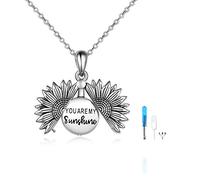 YAFEINI Cremation Jewellery for Ashes 925 Sterling Silver Sunflower Urn Necklace You Are My Sunshine Pendant Necklace Memorial Jewellery Gifts for Women Men
