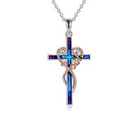 YAFEINI Cross Necklace 925 Sterling Silver Religious Faith Crucifix Pendant Necklace Jewelry Gifts for Women Mother Daughter