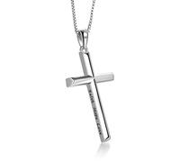 YAFEINI Cross Necklace Women 925 Silver Silver Cross Pendan Crucifix Necklace for Women Religious Engraved Faith Hope Love Cross Pendant Necklace Jewelry Gifts for Women Mother