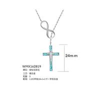 YAFEINI Cross Y Pendant Necklace 925 Sterling Silver Origami Turquoise Infinity Cross Pendant Christian Jewelry Gifts for Women Men