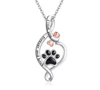YAFEINI Dog Paw Necklace 925 Sterling Silver - Infinity Bone Paw Print Pendant Memorial Jewelry Gifts For Pet Owner Women Mom