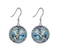 YAFEINI Dragon Earrings for Women 925 Sterling Silver Irish Celtic Knot Dragon Dangle Earrings Abalone Jewellery Gifts for Women Girls