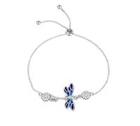 YAFEINI Dragonfly Bracelets Sterling Silver Adjustable Dragonfly Flower Bracelet Jewelry Gifts for Women