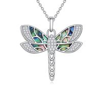 YAFEINI Dragonfly Necklace Sterling Silver Abalone Shell necklace for Women butterfly Jewellry for Girls dragonfly gifts for women