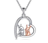 YAFEINI Easter Bunny Necklace 925 Sterling Silver Rabbit Jewellery Gifts for Women Girls Bunny Lovers