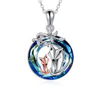 YAFEINI Fox Necklace 925 Sterling Silver Origami Fox Crystal Pendant Necklace for Women Wife Mum