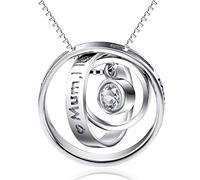YAFEINI Gifts for Mum Sterling Silver Engraved Three Ring Pendant Necklace Jewellery for Mum (A Mum, Thank you for all you do)