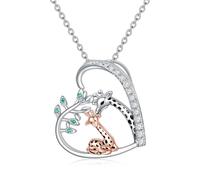 YAFEINI Giraffe Necklace 925 Sterling Silver Family Giraffe Pendant Necklace for Mother Daughter Giraffe Jewellery Birthday Gifts for Women Girls (Giraffe Necklace)