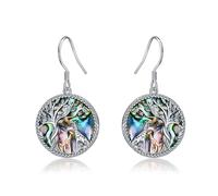 YAFEINI Giraffe Tree of Life Earrings Sterling Silver Giraffe Abalone Shell Dangle Drop Earrings for Women Girls Jewellery Gifts