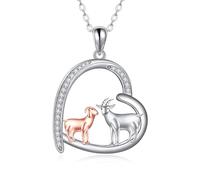 YAFEINI Goat Necklace Sterling Silver Mother Daughter Jewellery Goat Gifts for Women Grils Goat Lovers