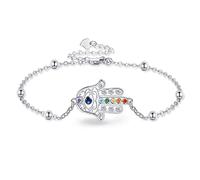 YAFEINI Hamsa Hand Evil Eye Bracelets Sterling Silver Hamsa Hand Gifts Evil Eye Jewellery for Women Mom Mother