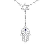 YAFEINI Hamsa Necklace Sterling Silver Star of David Necklace Hamsa Hand Necklace Pendant Filigree Necklace Hamsa Jewellry Birthday Gifts for Women (Hamsa necklace)