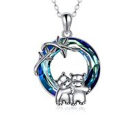 YAFEINI Hippo Necklace Sterling Silver Hippo Crystal Pendant Necklace Hippopotamus Jewellery Gifts for Women