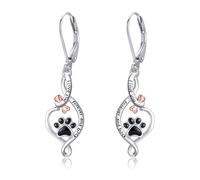 YAFEINI Infinite Dog Paw Earrings 925 Sterling Silver - Paw Print Drop Dangle Earrings Memorial Jewelry Gifts for Pet Owner Women