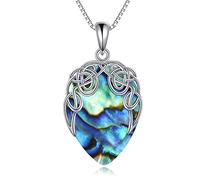 YAFEINI Irish Celtic Jewelry Necklace for Women Sterling Silver Abalone Shell Irish Celtic Knot Teardrop Pendant Necklace Jewellery Gifts for Women Girls (Abalone Shell celtic necklace)