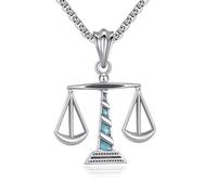 YAFEINI Justice Scale Necklace 925 Sterling Silver Turquoise Libra Pendant for Lawyers Judges Law Students Legal Gift Jewelry for Women