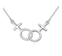 YAFEINI Lesbian Chain Sterling Silver Gay Lesbian Symbol LGBT Lesbian Pride Pendant Necklace for Couples Jewelry Gifts (B-Lesbian Chain)
