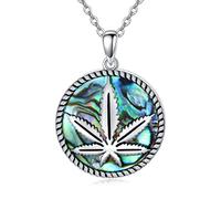 YAFEINI Marijuana Weed Leaf Necklace 925 Sterling Silver Marijuana Weed Pot Leaf Cannabis Jewellery Gifts for Women
