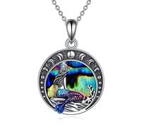 YAFEINI Mermaid Gifts Necklace Jewellery Sterling Silver Sea Mermaid Crescent Moon Pendant Necklace Birthday Gifts Jewelry for Girls Daughter Women