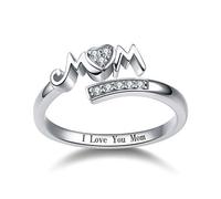 YAFEINI Mom Rings 925 Sterling Silver Mom Rings Mothers Ring Women Jewellery for Mum Christmas Jewelry Gifts