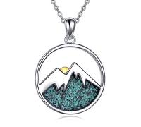 YAFEINI Mountain Necklace Sterling Silver Turquoise Sodalite Tumbled Chips Mountain Inspiration Gifts Jewellery for Women Mother Mom