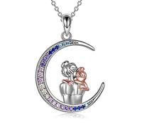 YAFEINI Mum Necklace 925 Sterling Silver Mother Daughter Moon Pendant Necklace Jewellery Mothers Day Birthday Christmas Jewellery Gifts for Mum from Daughter