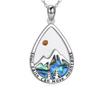 YAFEINI Mustard Seed Mountain Necklace 925 Sterling Silver Mountain Pendant Necklace Mustard Seed Jewellery Christian Gifts for Women