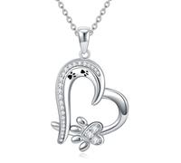 YAFEINI Paw Necklace for Women 925 Sterlings Silver Cubic Zirconia Dog Cat Pet Paw Print Love Heart Pendant Necklace Jewelry Gifts for Girls (Paw Necklace)
