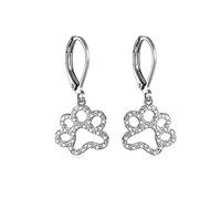 YAFEINI Paw Print Earrings Sterling Silver Dog Paw Earrings Pet Puppy Heart Paw Drop Dangle Earring for Women Girls (Leverback paw earrings)